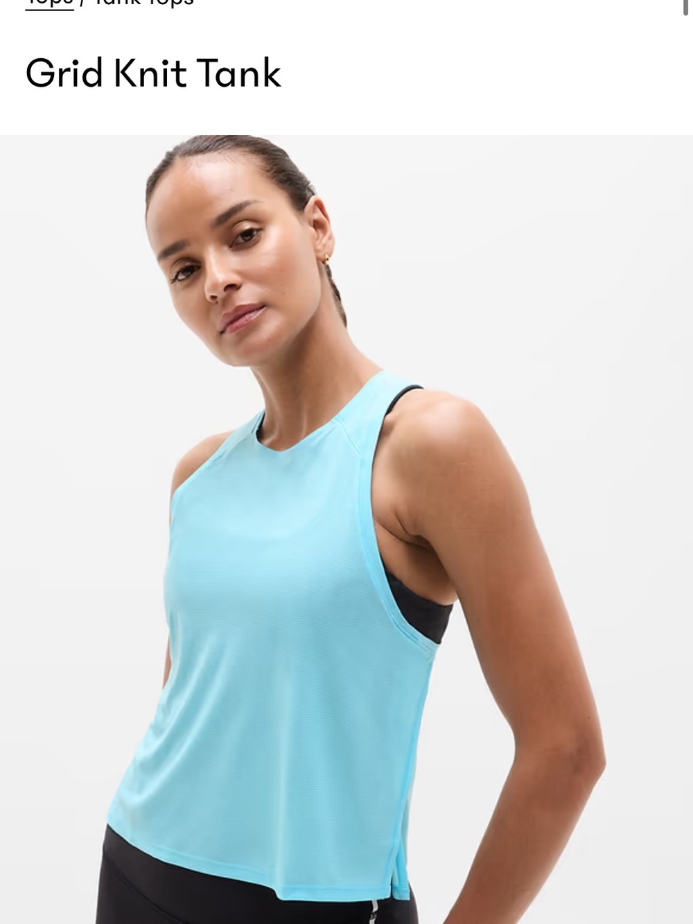 Athleta Grid Knit Tank - Light Blue
